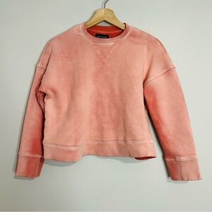 AYR Women's Sweatshirt Pink XS Cropped Crew Neck Knit Long Sleeve Relaxed Fit